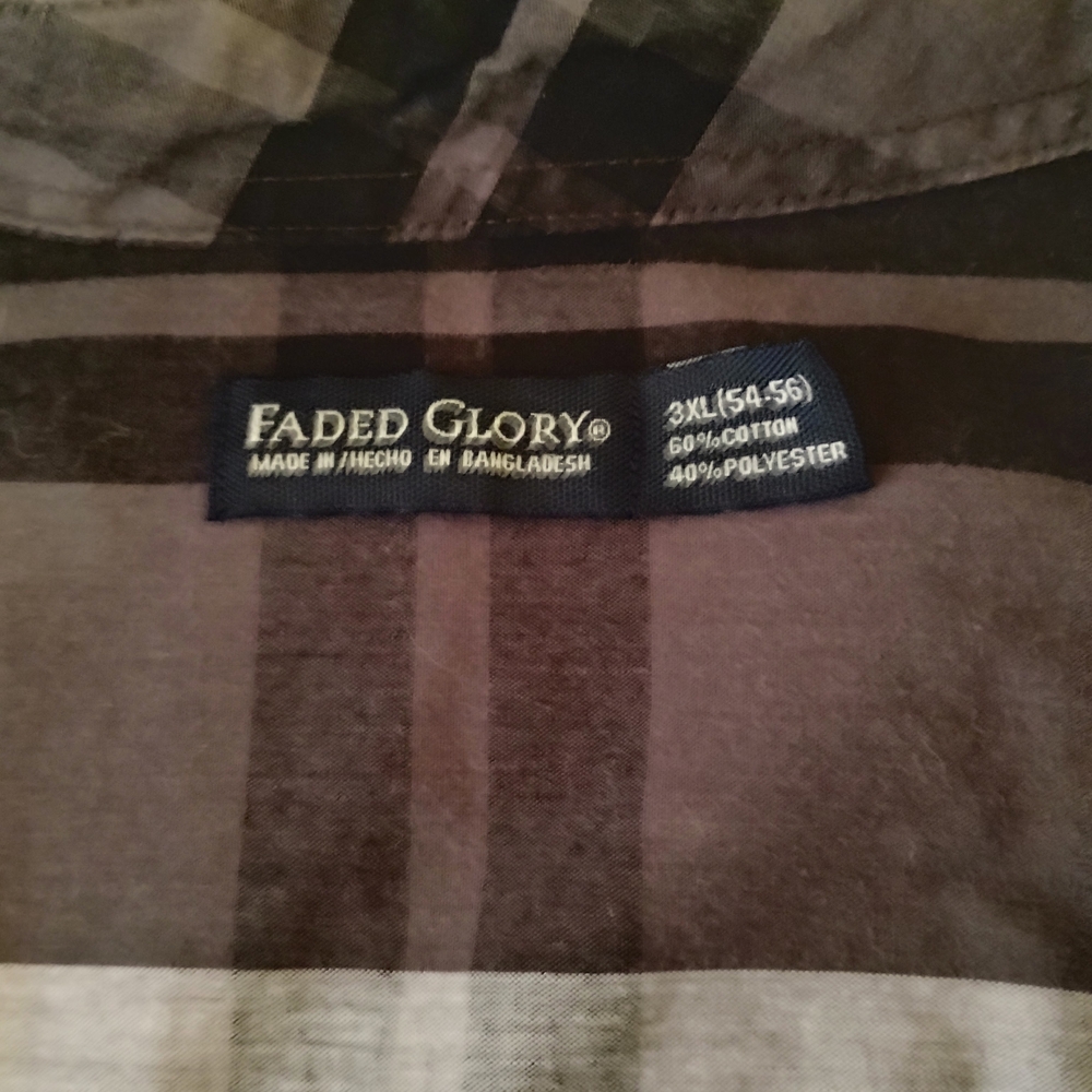 Faded Glory Plaid Shirt - Black and Gray